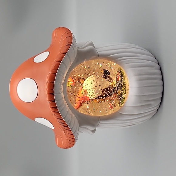 Cracker Barrel Accents Cracker Barrel Gnome Mushroom Glitter Globe